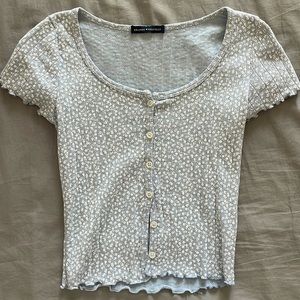 Brandy Melville one size light blue floral shirt